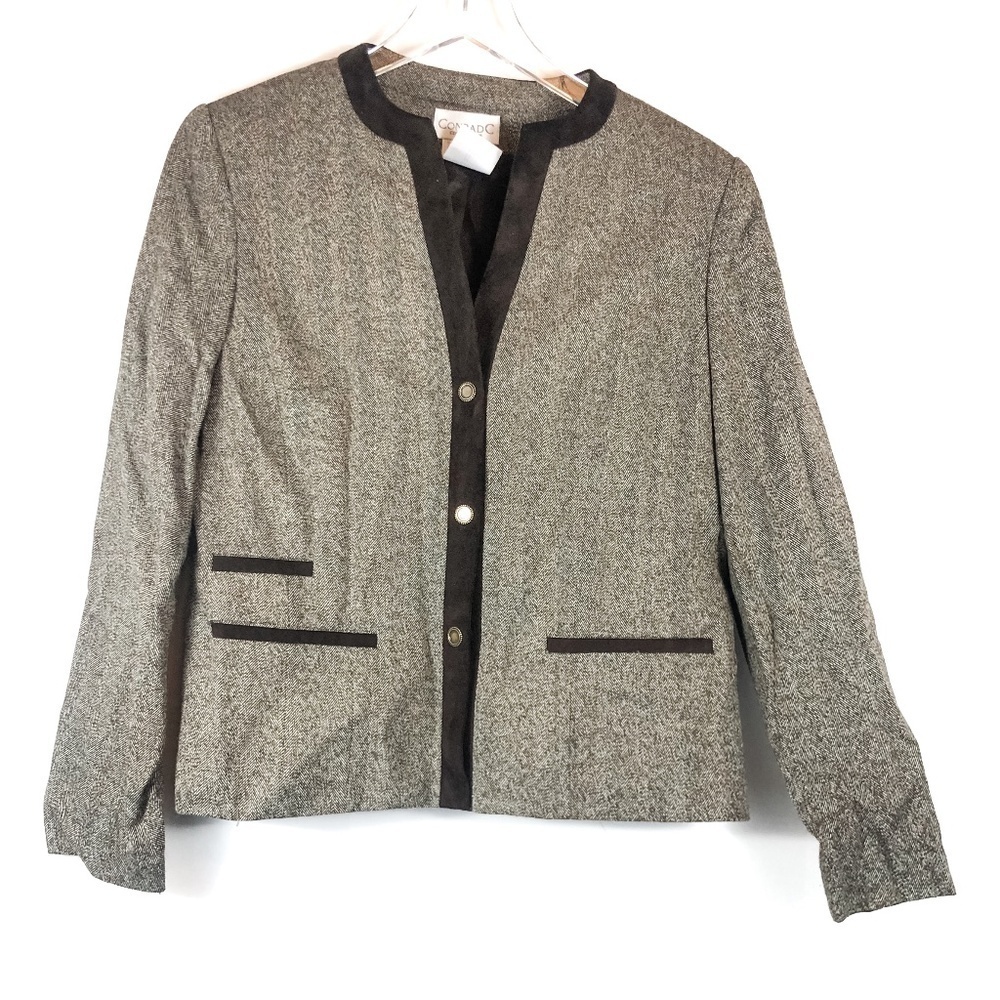 Conrad C Wool‎ Blend Vintage Brown Blazer Jacket Womens Size 10